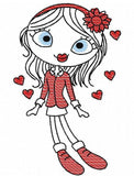 Swirly girl Valentine sketch machine embroidery design