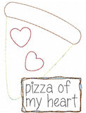 Pizza of my heart saying Valentine's Day pizza shabby chic bean stitch applique machine embroidery design