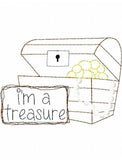 I'm a treasure saying treasure chest shabby chic bean stitch applique machine embroidery design
