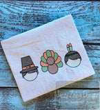Thanksgiving Boy trio pilgrim, indian and turkey sketch machine embroidery design