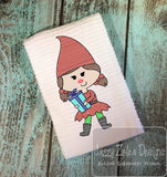 Christmas gnome elf sketch machine embroidery design