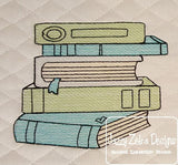 Stack of books sketch machine embroidery design