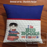 I like big books and I can not lie saying reading machine embroidery design