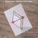 Valentine Bow with heart arrow sketch machine embroidery design