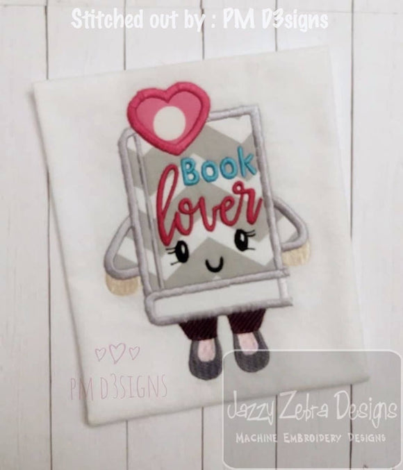 Book Lover saying book applique machine embroidery design