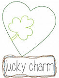 Lucky Charm saying Saint Patrick's day shabby chic bean stitch appliqué machine embroidery design