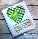 Lucky Charm saying Saint Patrick's day shabby chic bean stitch appliqué machine embroidery design