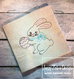 Easter Bunny holding Easter egg vintage stitch machine embroidery design