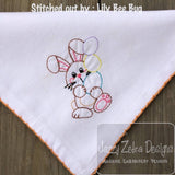 Easter bunny with Easter egg pile vintage stitch machine embroidery design