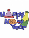 Happy New Years sketch machine embroidery design