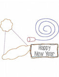 Happy New Year saying New Year shabby chic bean stitch appliqué machine embroidery design