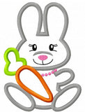 Easter Bunny girl with carrot appliqué machine embroidery design