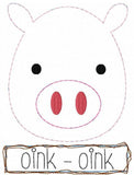Pig says oink oink shabby chic bean stitch applique machine embroidery design