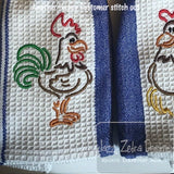 Rooster satin stitch machine embroidery design