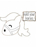 Hold your horses saying horse shabby chic bean stitch appliqué machine embroidery design