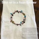 Fall leaf and acorn wreath circle machine embroidery design