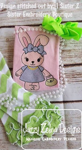 Easter Bunny girl sketch machine embroidery design