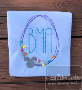 Easter Egg and bunny monogram frame machine embroidery design