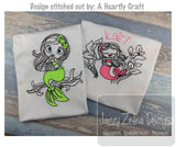 Swirly Girl Mermaid sketch machine embroidery design