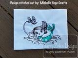 Swirly Mermaid scrappy appliqué machine embroidery design