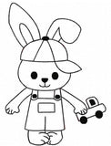 Bunny Boy with truck scrappy appliqué machine embroidery design