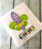 Mardi gras fleur de leis shabby chic bean stitch appliqué machine embroidery design
