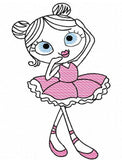 Swirly Girl Ballerina sketch machine embroidery design