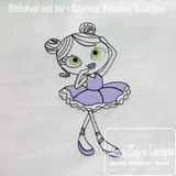 Swirly Girl Ballerina sketch machine embroidery design