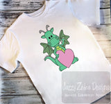Dragon with heart sketch machine embroidery design