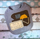 I'm a treasure saying treasure chest shabby chic bean stitch applique machine embroidery design