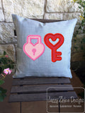 Lock and Key Valentines day appliqué machine embroidery design