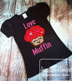 Love Muffin saying Valentines day appliqué machine embroidery design