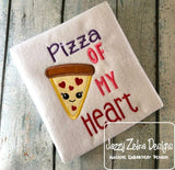 Pizza of my heart saying Valentine appliqué machine embroidery design