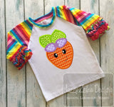 Girl Carrot with face applique machine embroidery design