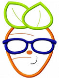 Boy Carrot with sunglasses applique machine embroidery design