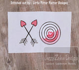 Valentine's Day Archery Arrow X's and O's Sketch machine embroidery design