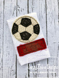 Kick starter saying soccer ball shabby chic bean stitch appliqué machine embroidery design