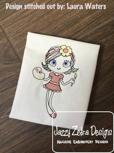 Swirly Girl Artist painting sketch machine embroidery design