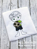 Soccer Boy scrappy appliqué machine embroidery design