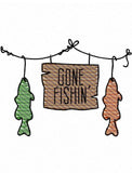 Gone fishing sketch machine embroidery design