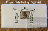 Gone fishing sketch machine embroidery design
