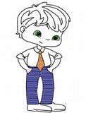 Boy wearing tie sketch machine embroidery design