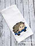 Hedgehog on skateboard appliqué machine embroidery design