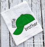 Little brother saying baseball hat appliqué machine embroidery design