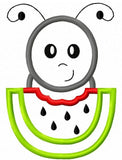 Boy Ant with watermelon slice appliqué machine embroidery design