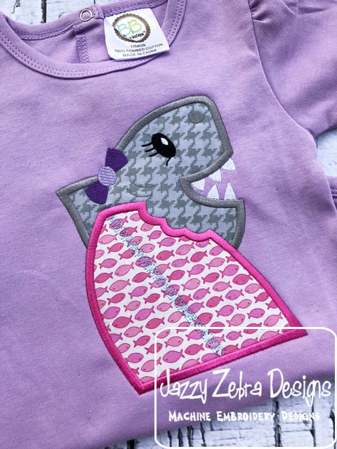 Girl Shark with surf board appliqué machine embroidery design