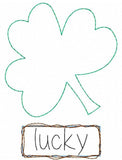 Lucky saying clover shabby chic bean stitch appliqué machine embroidery design