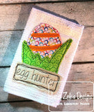 Egg hunter saying Easter shabby chic bean stitch appliqué machine embroidery design