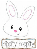 Hippity Hoppity saying Easter bunny shabby chic bean stitch appliqué machine embroidery design