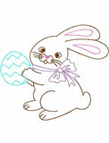 Easter Bunny holding Easter egg vintage stitch machine embroidery design